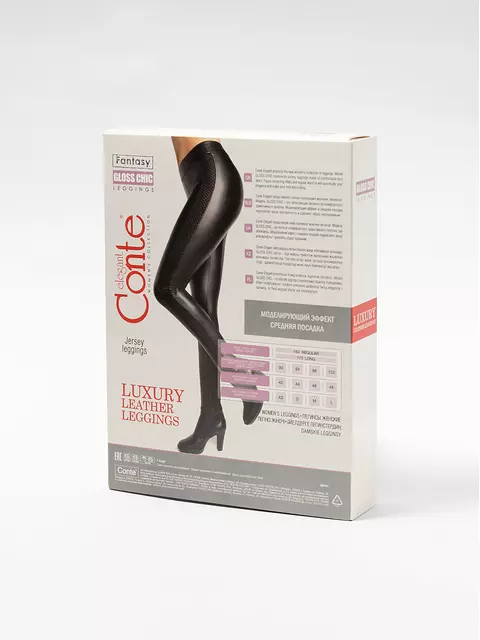Ультрамодные леггинсы из искусственной кожи с лампасами gloss chic nero, 18С-555ТСП, 170-102/L, CONTE ELEGANT,  - 2