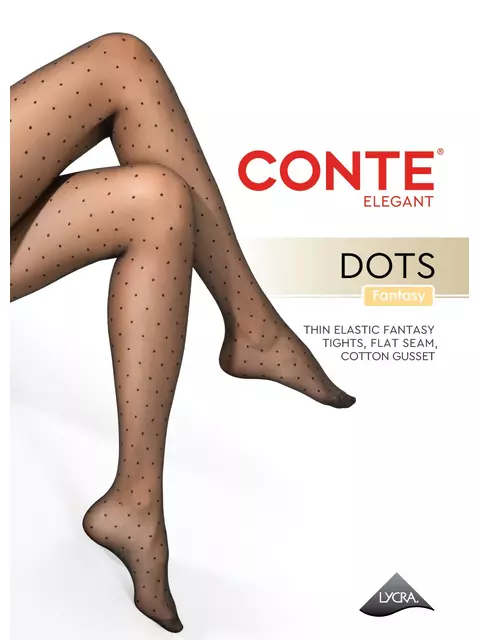 Колготки фантазийные с точками conte dots nero, , 2, CONTE ELEGANT, - 1