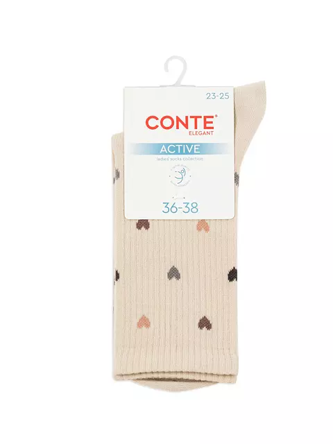 Удлиненные женские носки conte active 966 бежевый, 20С-20СП, 36-38 (23-25), CONTE ELEGANT,  - 4