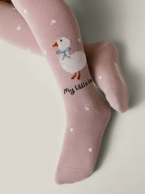 Колготки с рисунком «уточка» tip-top 713 пепельно-розовый, 4С-03СП, 80-86 (14), CONTE-KIDS,  - 2