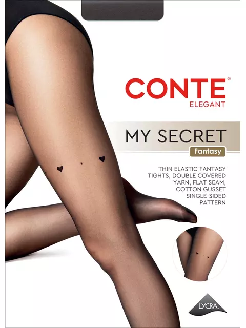 Колготки с имитацией гартера в сердечки conte my secret nero, , 3, CONTE ELEGANT, - 1