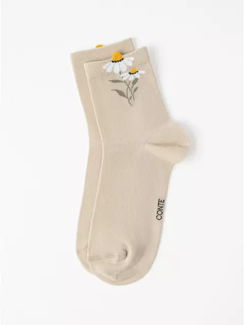 Удлинённые женские носки с пикотом «ромашки» conte classic 1154 бежевый, 17С-183СП, 36-39, CONTE ELEGANT,  - 3