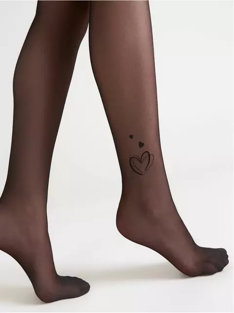Колготки с имитацией тату «сердечки» fantasy compliment nero, 25С-93СП, 2, CONTE ELEGANT,  - 4