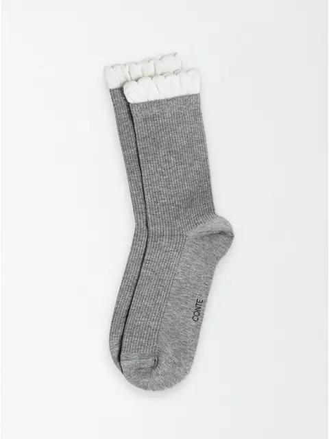 Носки в рубчик с резинкой «пикот» conte classic 967 серый, 25С-138СП, 38-41 (25-27), CONTE ELEGANT,  - 4