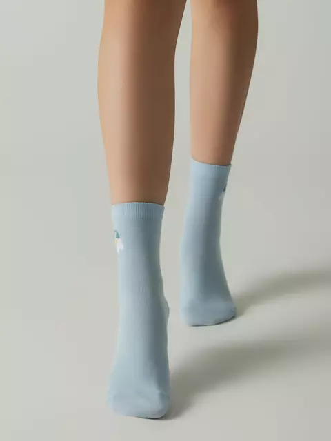 Удлинённые женские носки с пикотом «подснежник» conte classic 1138 светло-голубой, 17С-183СП, 36-39, CONTE ELEGANT,  - 2