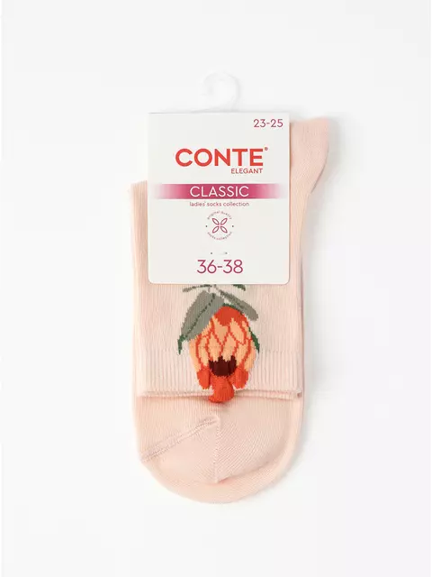 Носки женские с пикотом «протея» conte classic 1137 персиковый, 17С-183СП, 36-39 (23-25), CONTE ELEGANT,  - 5