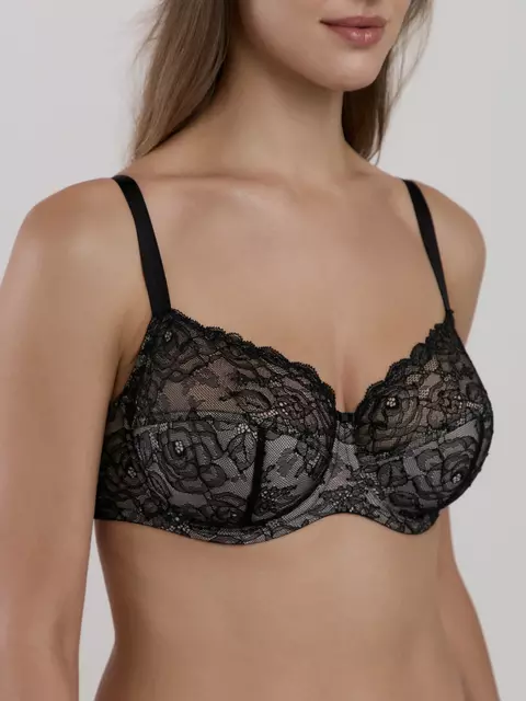 Бюстгальтер-балконет conte flora rb5235 черный, , 75E, CONTE ELEGANT, - 1