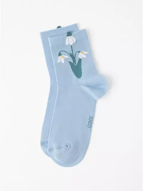 Удлинённые женские носки с пикотом «подснежник» conte classic 1138 светло-голубой, 17С-183СП, 36-39, CONTE ELEGANT,  - 4