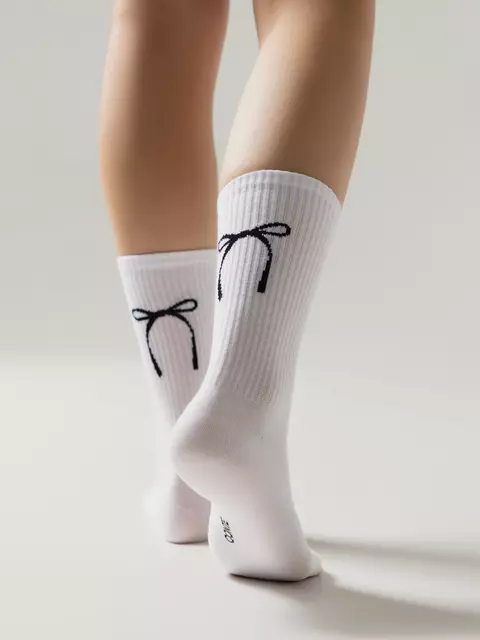 Удлиненные женские хлопковые носки conte active 1102 белый, , 36-39 (23-25), CONTE ELEGANT, - 1