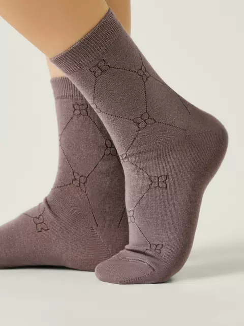 Носки женские с рисунком conte classic 686 кофейный, 7С-22СП, 36-38 (23-25), CONTE ELEGANT,  - 2