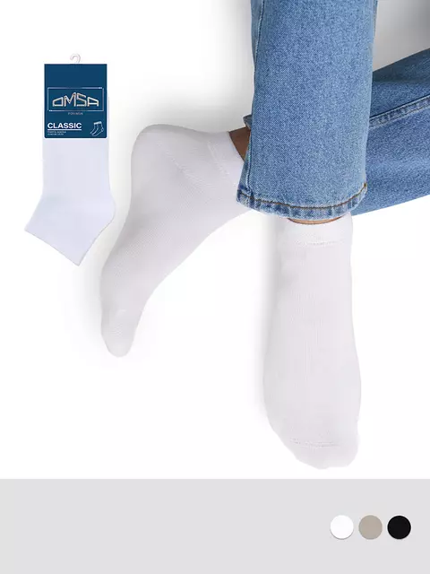 Укороченные мужские носки omsa classic 201 bianco, , 39-41 (25-27), OMSA, - 1