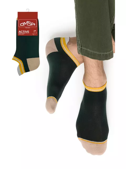Мужские укороченные носки из хлопка omsa active 114 verde foresta, , 36-38 (23-25), OMSA, - 1