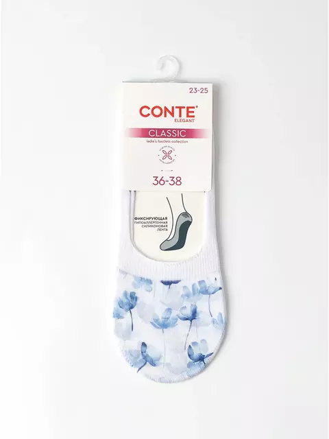 Подследники с рисунком «цветы» conte classic 1162 белый, 26С-34СП, 36-38 (23-25), CONTE ELEGANT,  - 4