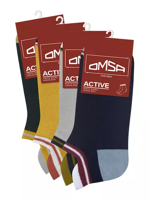 Мужские укороченные носки из хлопка omsa active 114 verde foresta, , 36-38 (23-25), OMSA, - 2