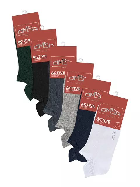 Мужские укороченные носки из хлопка omsa active 113 grigio scuro, , 39-41 (25-27), OMSA, - 2