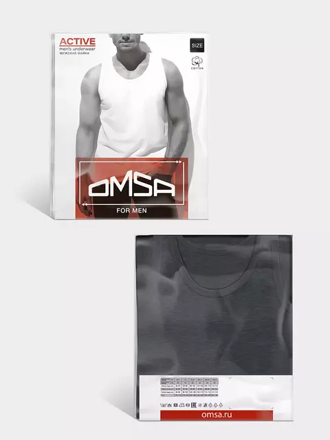 Майка мужская omsa u1103 bianco, , 50(XL), OMSA, - 5