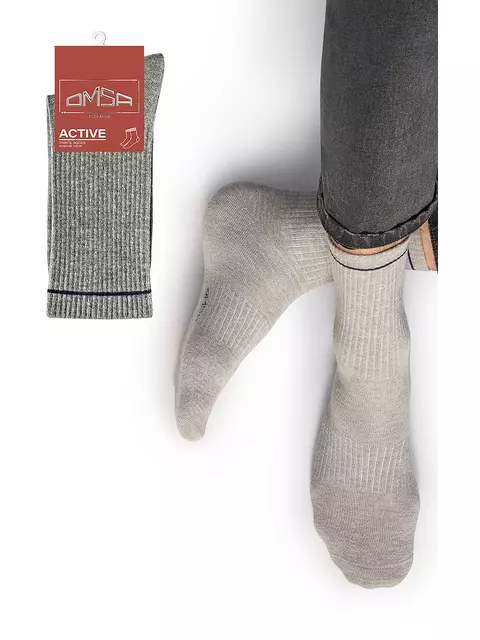 Мужские высокие носки omsa active 115 grigio melange, , 36-38 (23-25), OMSA, - 1
