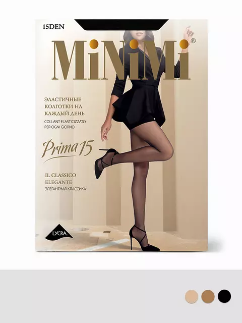 Колготки женские minimi prima 15 (шортики) nero, PRIMA 15 (шортики), 5, MINIMI,  - 2