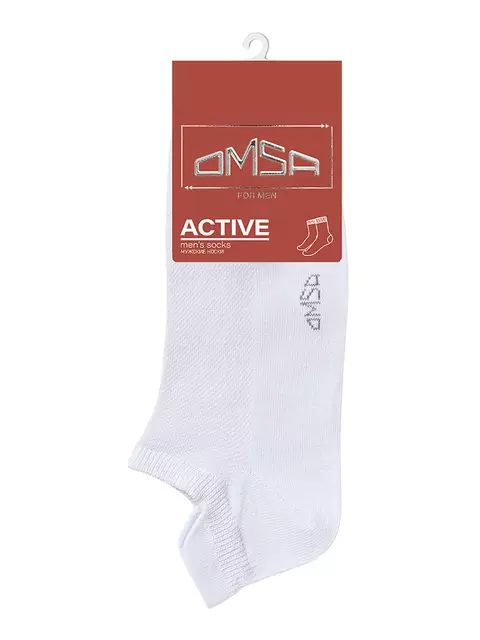 Мужские укороченные носки из хлопка omsa active 113 bianco, , 39-41 (25-27), OMSA, - 4
