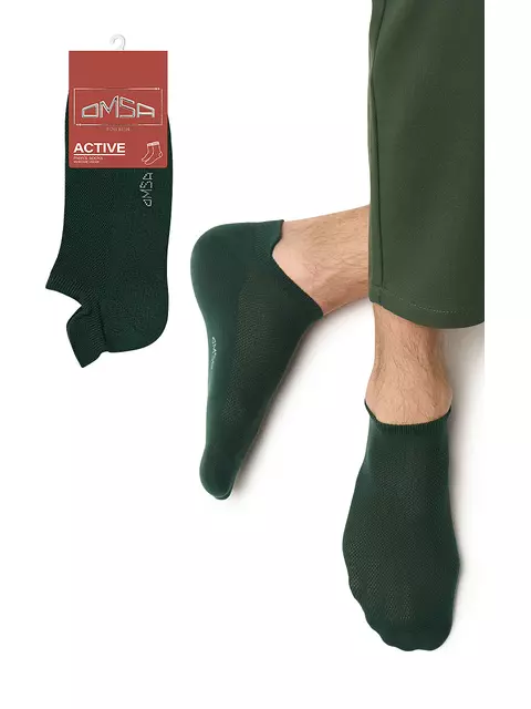Мужские укороченные носки из хлопка omsa active 113 verde foresta, , 39-41 (25-27), OMSA, - 1