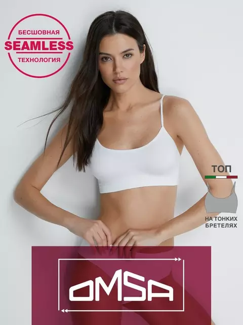 Женский топ на тонких бретелях omsa oms122 bianco, , 4 (l/xl, OMSA, - 1