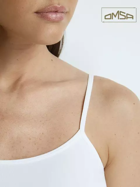 Майка женская на тонких бретелях omsa 1221s soft bianco, , 46 (M), OMSA, - 3