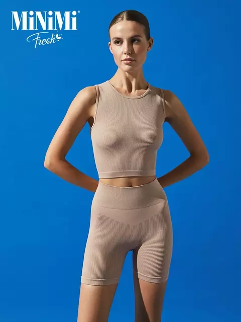 Cпортивный топ в рубчик (кашкорсе) minimi 1241as fresh cappuccino, , 46 (M), MINIMI, - 3