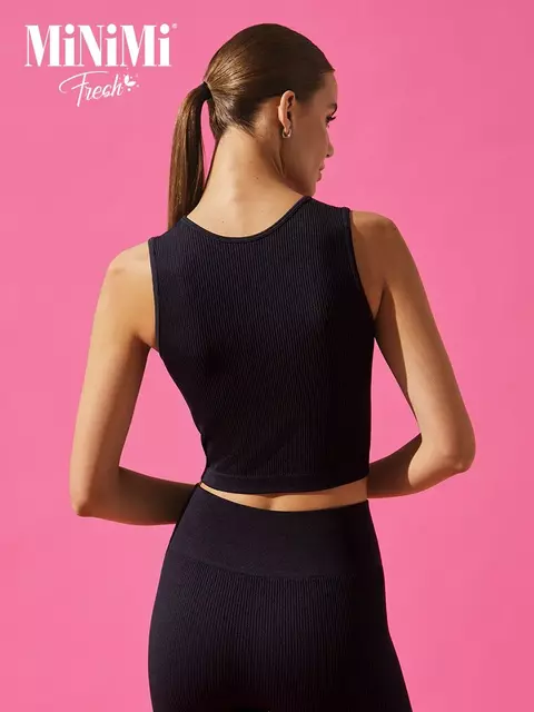 Cпортивный топ в рубчик (кашкорсе) minimi 1241as fresh nero, , 44 (S), MINIMI, - 4