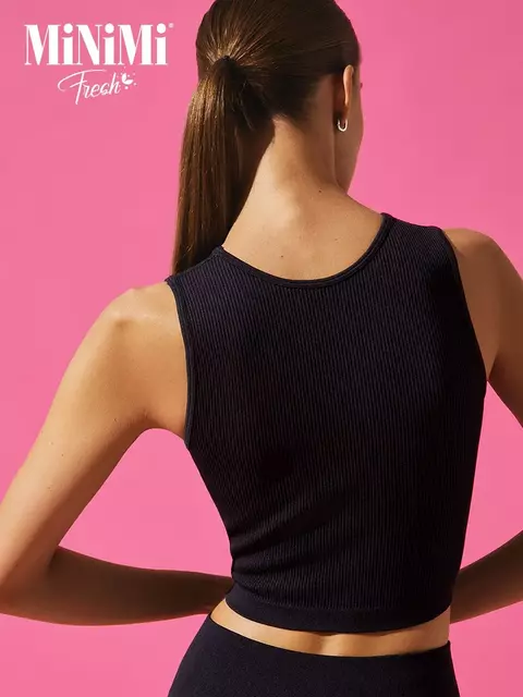 Cпортивный топ в рубчик (кашкорсе) minimi 1241as fresh nero, , 44 (S), MINIMI, - 2