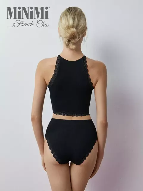 Топ в рубчик на тонких бретелях minimi 1221s french chic nero, , 42/44 (XS/S), MINIMI, - 7