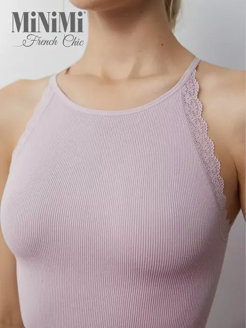 Топ в рубчик на тонких бретелях minimi 1221s french chic rosa antico, , 42/44 (XS/S), MINIMI, - 3