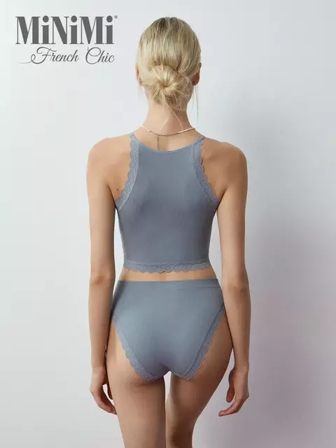 Топ в рубчик на тонких бретелях minimi 1221s french chic grigio, , 42/44 (XS/S), MINIMI, - 6