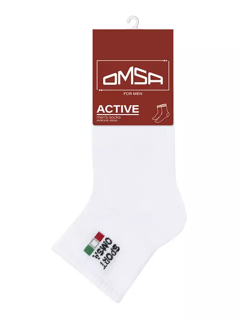 Мужские короткие носки omsa active 117 bianco, , 39-41 (25-27), OMSA, - 4