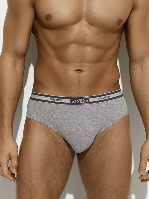 Трусы мужские слипы с открытой резинкой omsa omb 1224 grigio melange, , 44 (S), OMSA, - 1