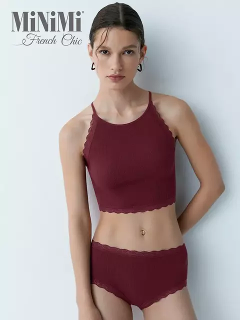 Топ в рубчик на тонких бретелях minimi 1221s french chic bordo, , 42/44 (XS/S), MINIMI, - 5