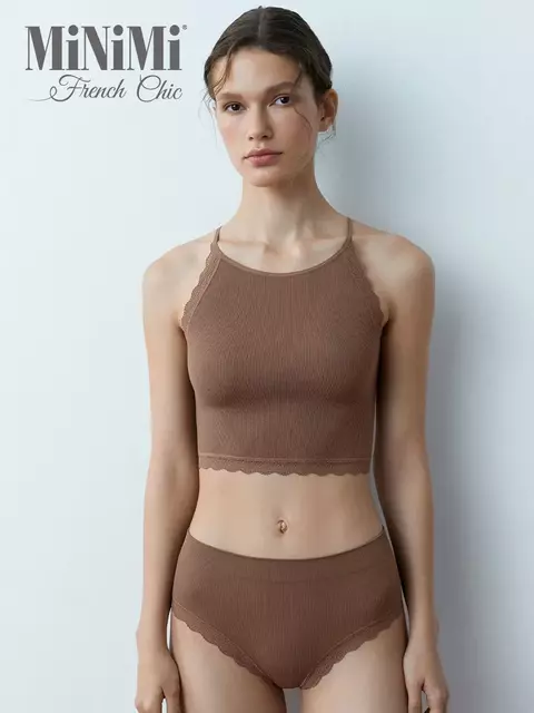 Топ в рубчик на тонких бретелях minimi 1221s french chic cappuccino, , 42/44 (XS/S), MINIMI, - 5