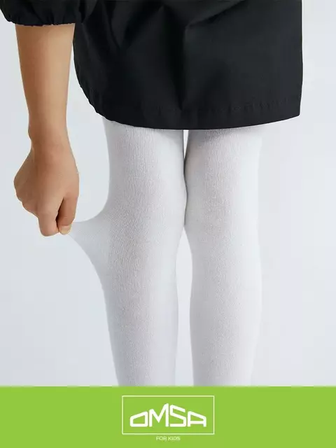 Однотонные детские колготки без пятки omsa kids 11с02 bianco, , 116-122/16-17, OMSA, - 3