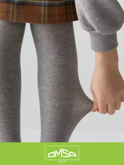 Однотонные детские колготки без пятки omsa kids 11с02 grigio melange, , 92-98/13-14, OMSA, - 4