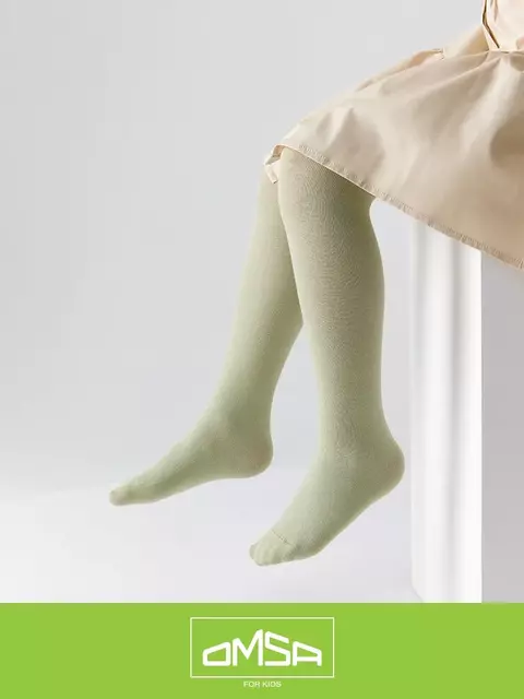 Однотонные детские колготки без пятки omsa kids 11с02 oliva, , 116-122/16-17, OMSA, - 3