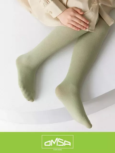 Однотонные детские колготки без пятки omsa kids 11с02 oliva, , 116-122/16-17, OMSA, - 5