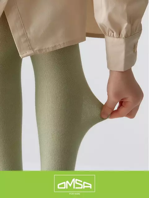 Однотонные детские колготки без пятки omsa kids 11с02 oliva, , 116-122/16-17, OMSA, - 4