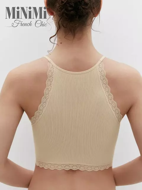 Топ в рубчик на тонких бретелях minimi 1221s french chic beige, , 44/46 (S/M), MINIMI, - 2