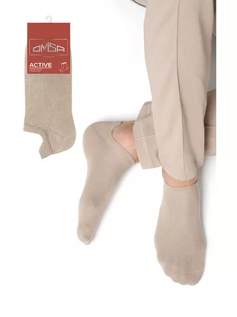 Укороченные мужские носки omsa active 124 beige, , 39-41 (25-27), OMSA, - 1