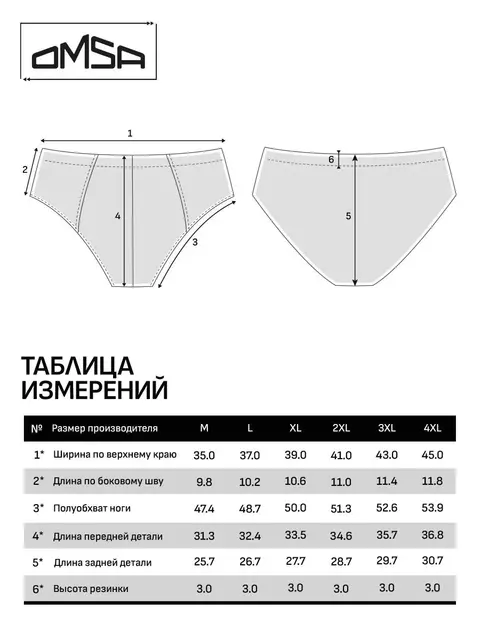 Мужские трусы слипы omsa omb 1223-1 blu, , 48 (L), OMSA, - 4
