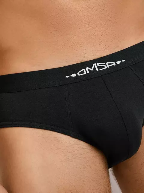 Мужские трусы слипы с открытой резинкой omsa omb 1224-1 nero, , 48 (L), OMSA, - 3
