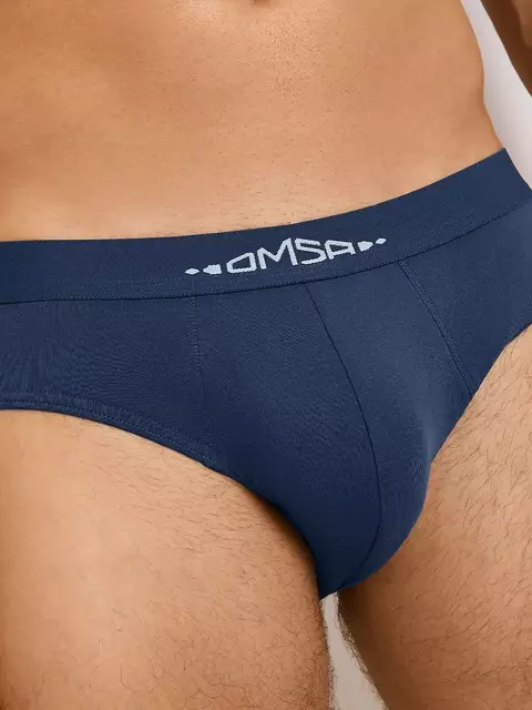 Мужские трусы слипы с открытой резинкой omsa omb 1224-1 blu, , 48 (L), OMSA, - 3