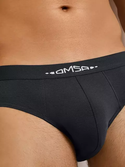 Мужские трусы слипы с открытой резинкой omsa omb 1224-1 antracite, , 48 (L), OMSA, - 4