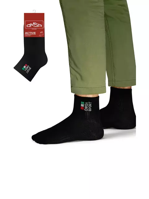 Мужские короткие носки omsa active 117 nero, , 36-38 (23-25), OMSA, - 1