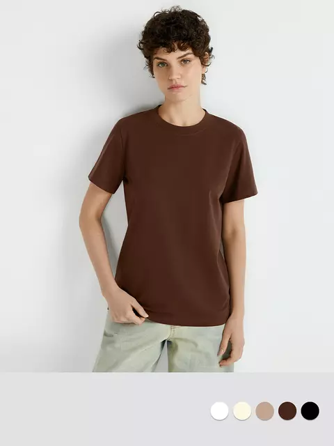 Футболка женская приталенного силуэта omsa omt_d1203 cappuccino, , 44 (S), OMSA, - 1