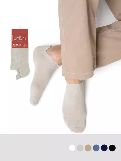 Укороченные мужские носки omsa active 124 grigio chiaro, , 39-41 (25-27), OMSA, - 1